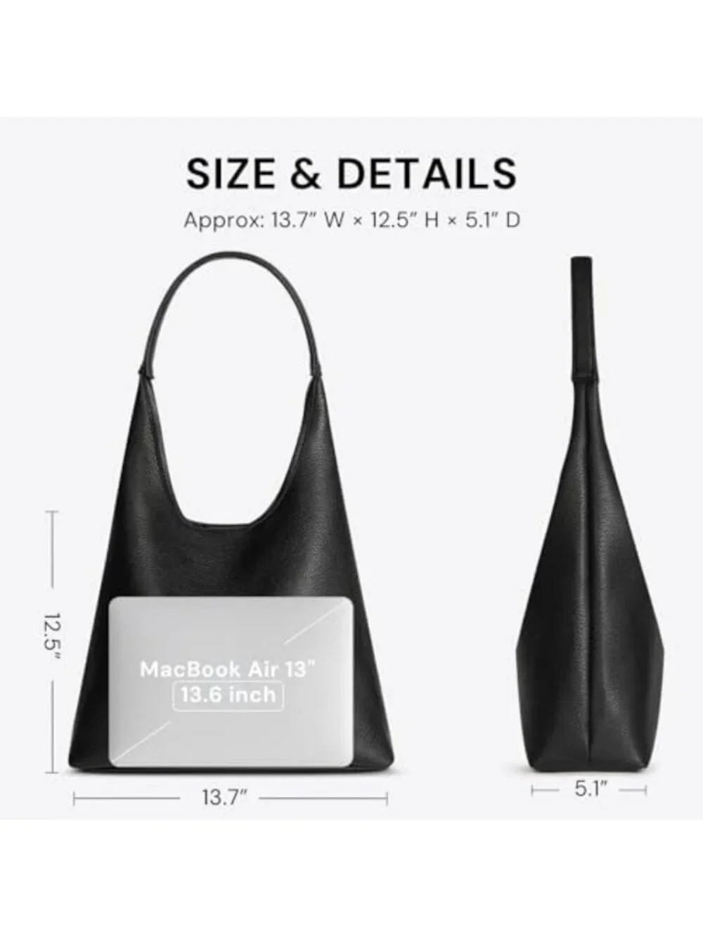 Large Slouchy Vegan Leather Hobo Bag for Women - Stylish Everyday Shoulder Purse